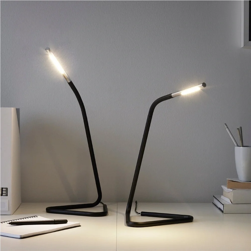 IKEA - Set of TWO Harte Black/Silver Color Folding LED Desk Work Lamps